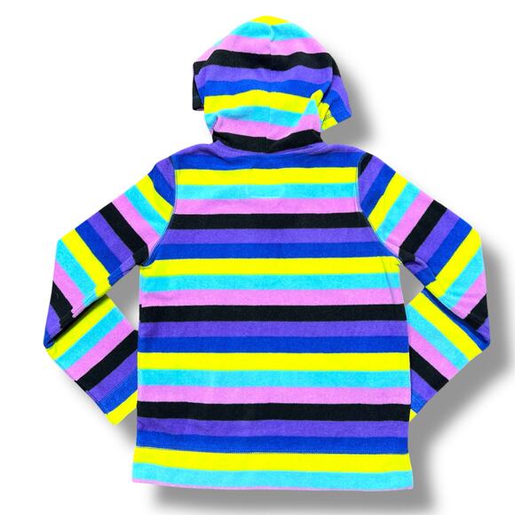 Place Girls Fleece Hoodie Pullover Hooded Sweatshirt Striped Colorful Large - Picture 4 of 7